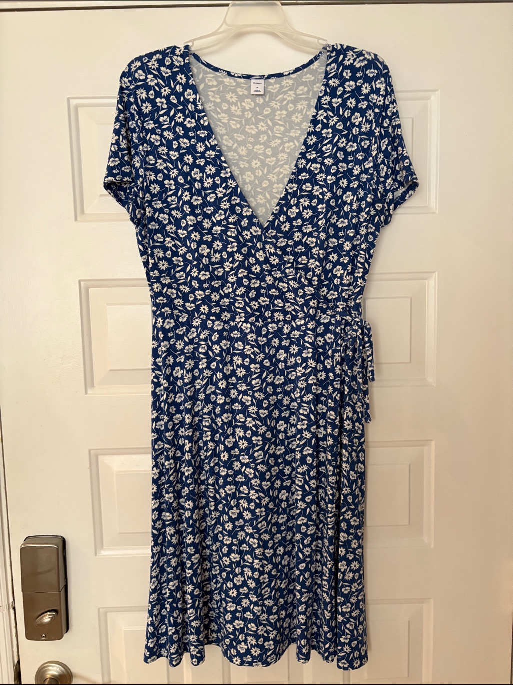 Old Navy Blue And White Floral Wrap Midi Dress